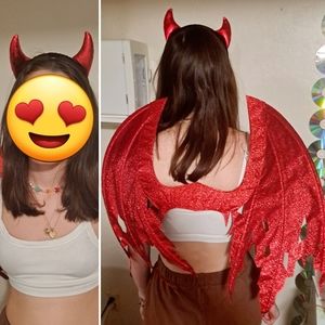 Devil horns and wings from Spirit Halloween.